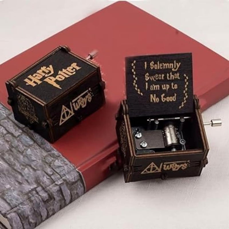 Fusked Caaju Wooden HP Music Box - Hand Crank Classic Antique Carved Wood Musical Boxes - Birthday Gift for Potterheads - Image 4